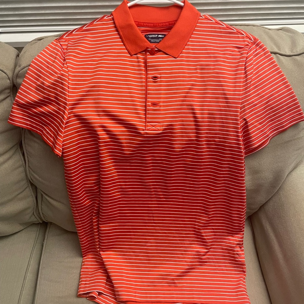 Lacoste Vibrant Orange Striped Polo